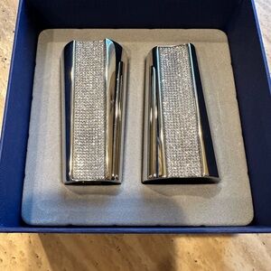 Silver Crystal Embellished Swarovski NIB Candlestick Holders Pair